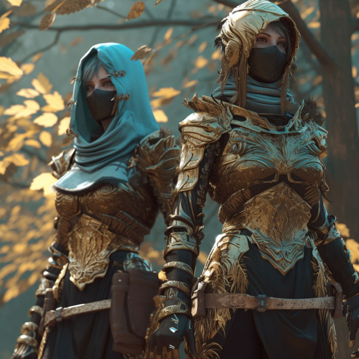 aijessy_Render_of_a_medieval_fantasy_female_forest_bandits_wear_