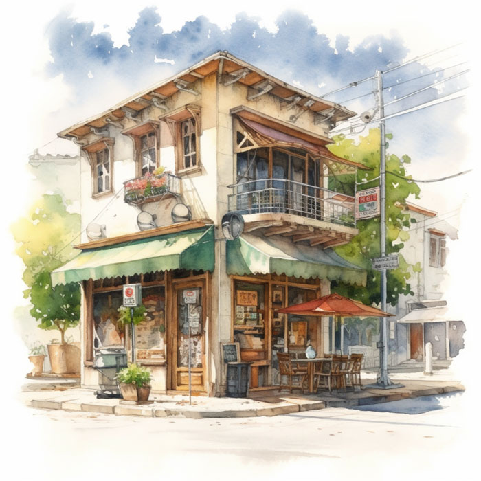 aijessy_light_watercolor_outside_of_a_coffeeshop_bright_white