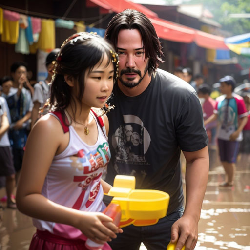 Keanu Reeves plays Songkran water 