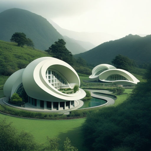 DreamShaper_v5_organic_resort_embed_into_aseries_of_hills_desi_0