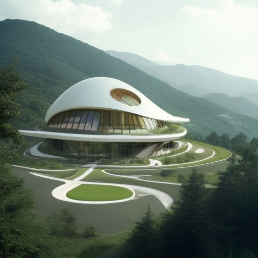 DreamShaper_v5_organic_resort_embed_into_aseries_of_hills_desi_0