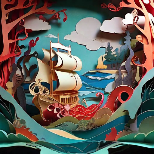 kraken and shipin sea