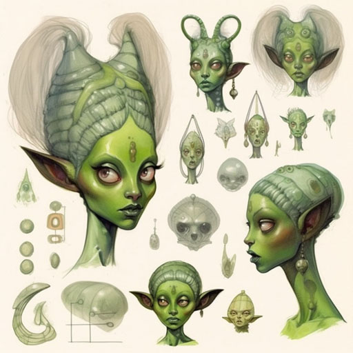 Character design sheets for the alien beauties I posted earlier.