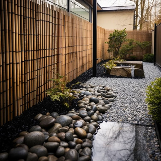 Contemporary and minimalist Japanese garden with a sleek and elegant design