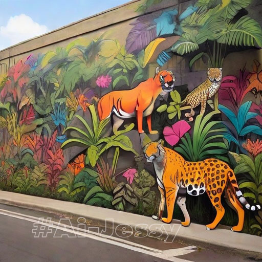 large-scale street art mural on a concrete wall,