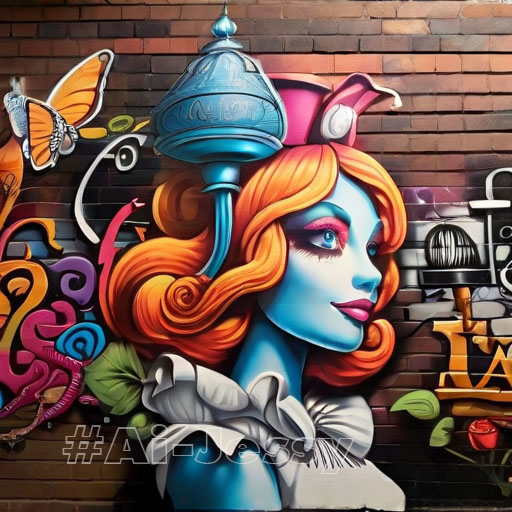 street art design on a brick wall