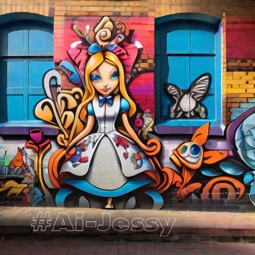street art design on a brick wall