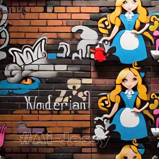 street art design on a brick wall