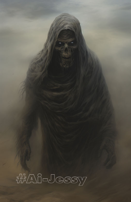 a legend of the sand walker morphing to sand and dust blowing and twirling across the desert dunes
