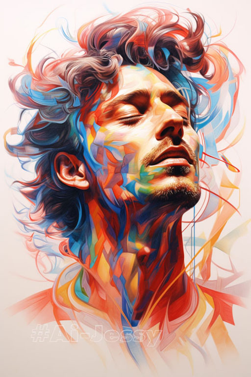 color pencil sketch of Energetic Lines Circulate Through the Dynamic, Vibrant Portraits of Martin 