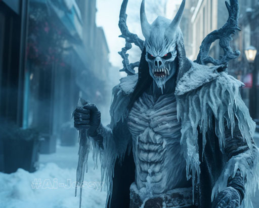 frozen icy evil demon with icicles