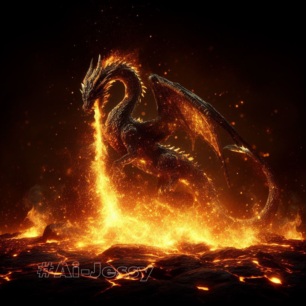 fire dragon that emerged from the lava floor on the ground.